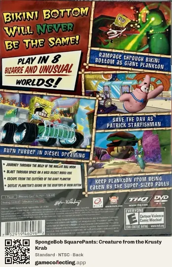 SpongeBob SquarePants: Creature from the Krusty Krab PlayStation 2, NTSC box back