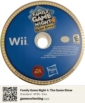 Family Game Night 4: The Game Show Nintendo Wii, NTSC disc