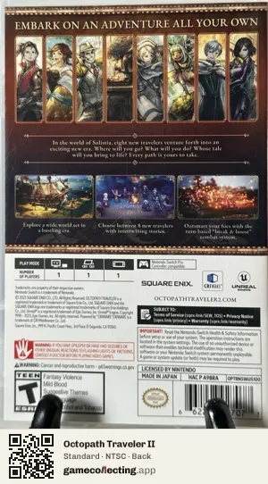 Octopath Traveler II Nintendo Switch, NTSC box back