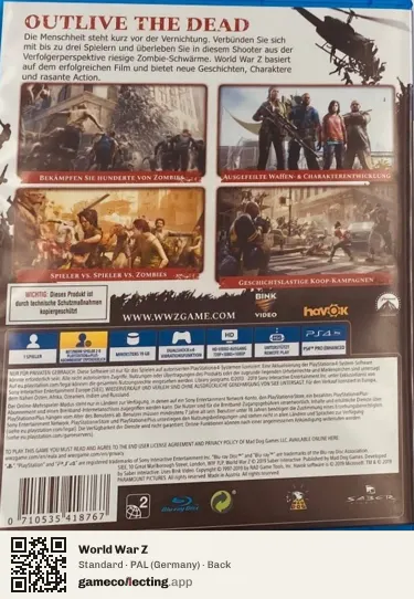 World War Z PlayStation 4, Germany box back