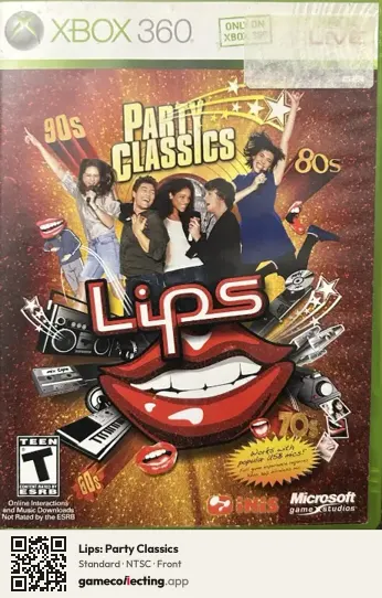 Lips: Party Classics Xbox 360, NTSC box front