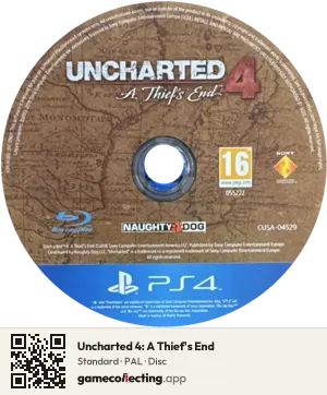 Uncharted 4: A Thief's End PlayStation 4, PAL disc