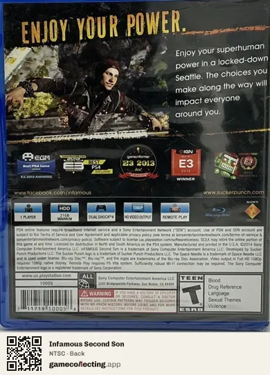 Infamous Second Son PlayStation 4, NTSC box back