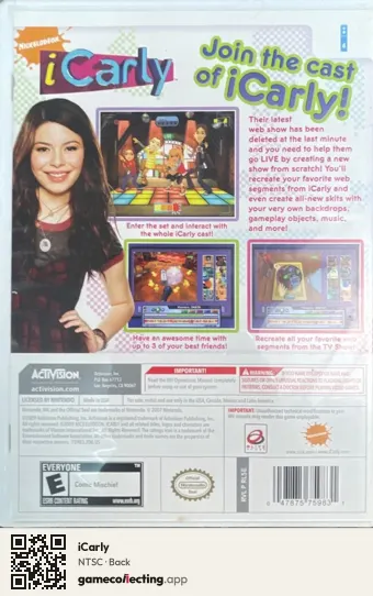 iCarly Nintendo Wii, NTSC box back