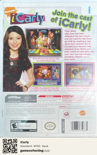 iCarly Nintendo Wii, NTSC box back