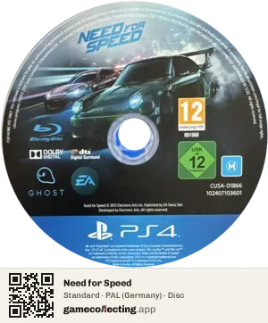 Need for Speed PlayStation 4, PAL disc