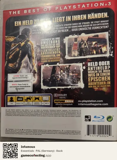 Infamous PlayStation 3, Germany box back