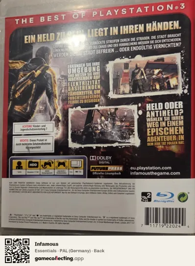 Infamous PlayStation 3, Germany box back