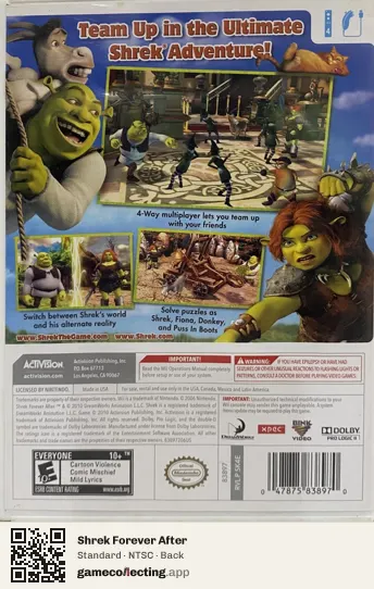 Shrek Forever After Nintendo Wii, NTSC box back