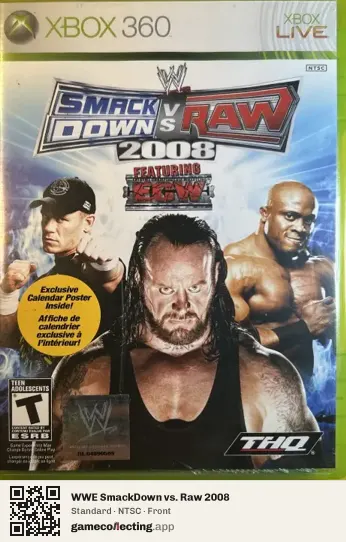 WWE SmackDown vs. Raw 2008 Xbox 360, NTSC box front