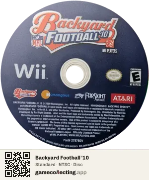 Backyard Football '10 Nintendo Wii, NTSC disc