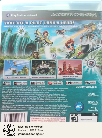 MySims SkyHeroes PlayStation 3, NTSC box back