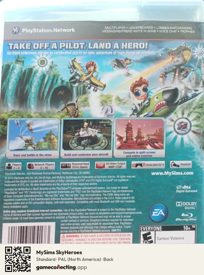 MySims SkyHeroes PlayStation 3, NTSC box back