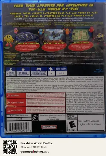 Pac-Man World Re-Pac PlayStation 4, NTSC box back