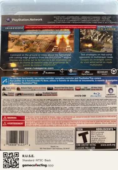 R.U.S.E. PlayStation 3, NTSC box back