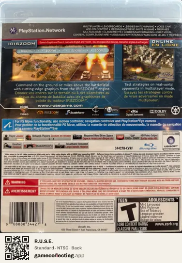 R.U.S.E. PlayStation 3, NTSC box back
