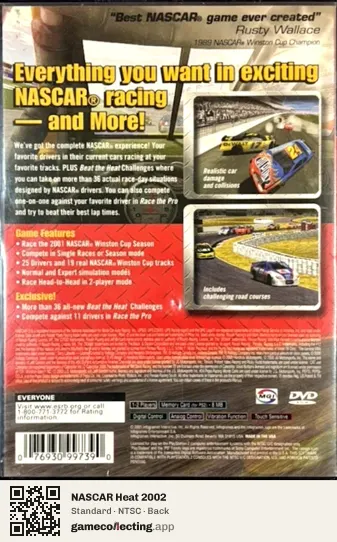 NASCAR Heat 2002 PlayStation 2, NTSC box back
