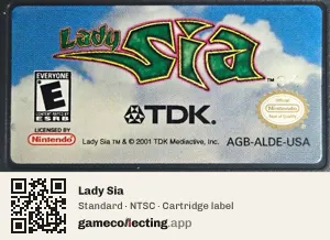 Lady Sia Game Boy Advance, NTSC cartridge label