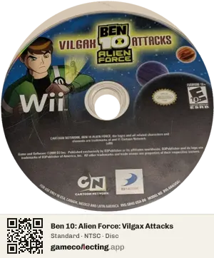 Ben 10: Alien Force: Vilgax Attacks Nintendo Wii, NTSC disc