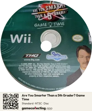 Are You Smarter Than a 5th Grader? Game Time Nintendo Wii, NTSC disc