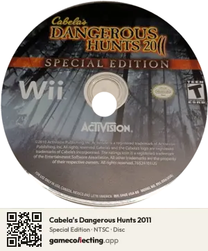 Cabela's Dangerous Hunts 2011 Nintendo Wii, NTSC disc