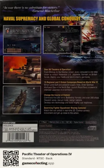 Pacific Theater of Operations IV PlayStation 2, NTSC box back
