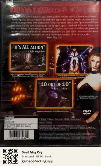 Devil May Cry PlayStation 2, NTSC box back