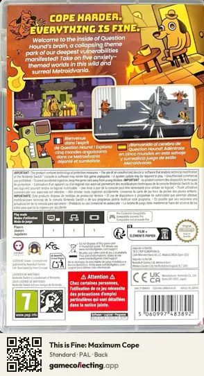 This is Fine: Maximum Cope Nintendo Switch, PAL box back
