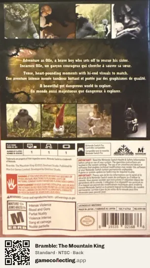 Bramble: The Mountain King Nintendo Switch, NTSC box back