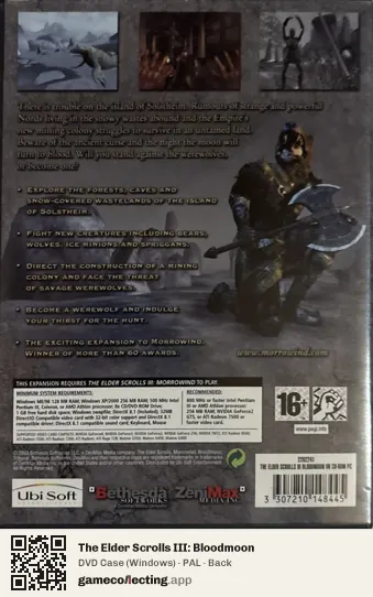 The Elder Scrolls III: Bloodmoon Computer, PAL box back