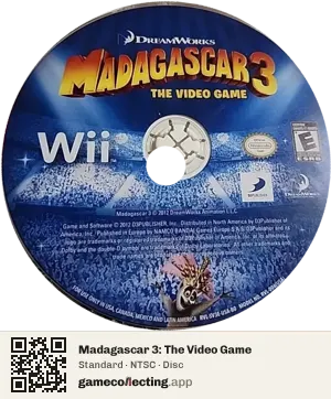 Madagascar 3: The Video Game Nintendo Wii, NTSC disc