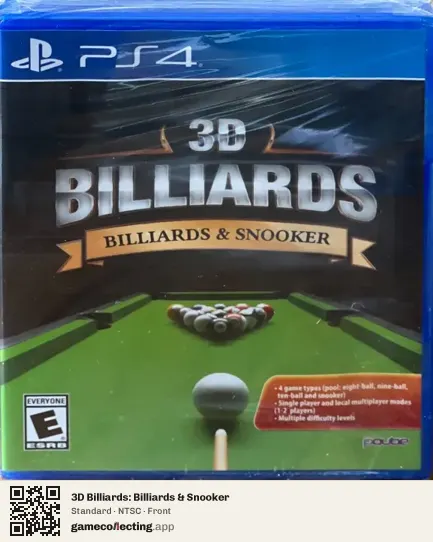 3D Billiards: Billiards & Snooker PlayStation 4, NTSC box front
