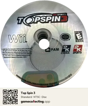 Top Spin 3 Nintendo Wii, NTSC disc