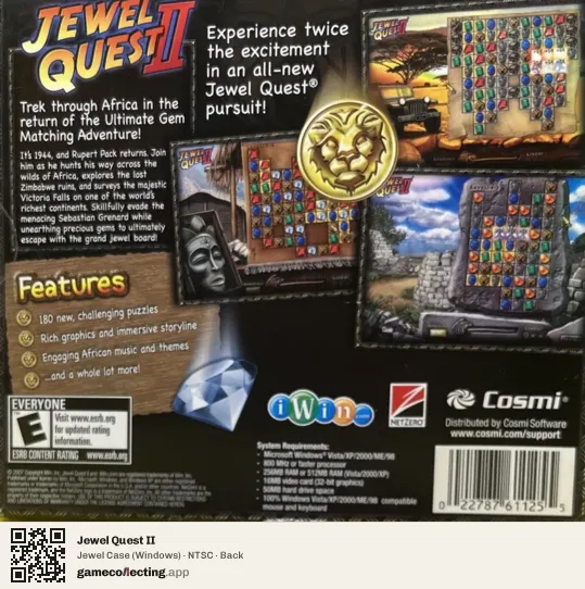 Jewel Quest II Computer, NTSC box back