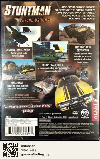 Stuntman PlayStation 2, NTSC box back