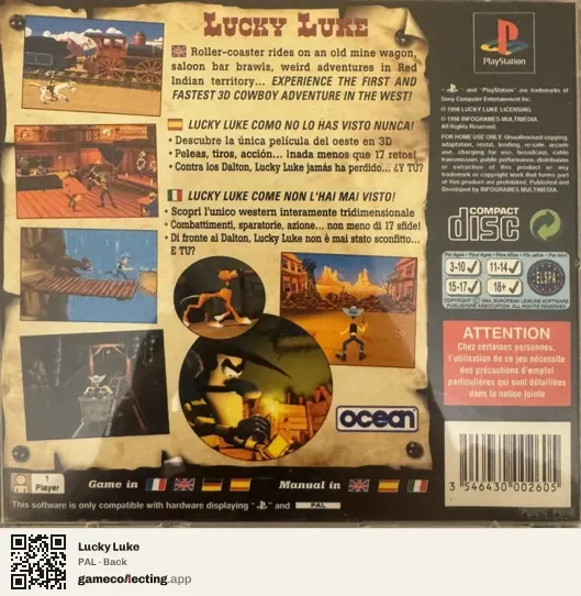 Lucky Luke PlayStation, PAL box back