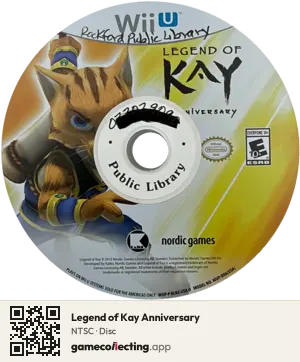 Legend of Kay Anniversary Nintendo Wii U, NTSC disc