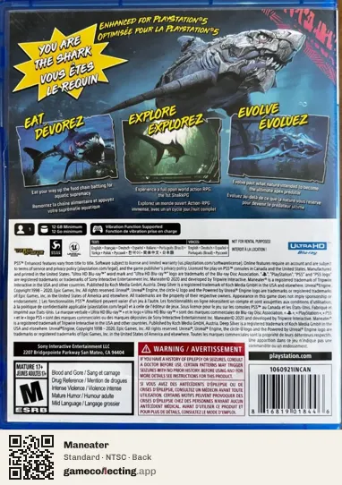 Maneater PlayStation 5, NTSC box back
