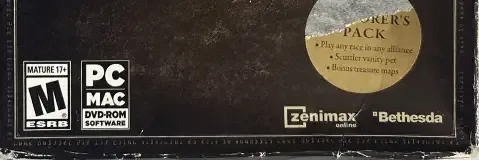 The Elder Scrolls Online, the ESRB box on its front