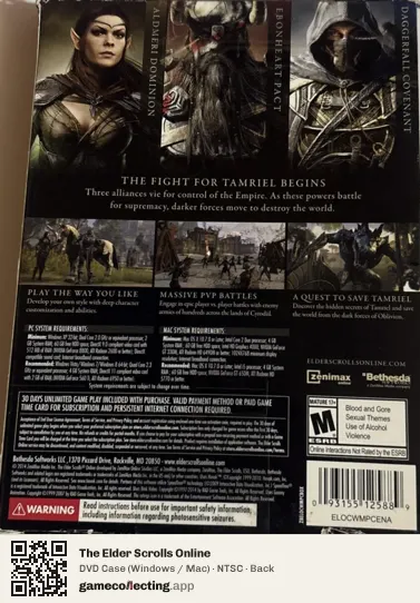 The Elder Scrolls Online Computer, NTSC box back