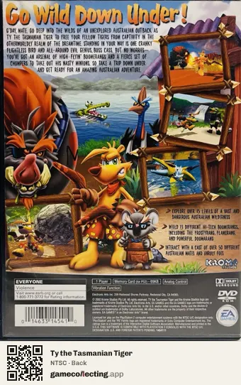 Ty the Tasmanian Tiger PlayStation 2, NTSC box back
