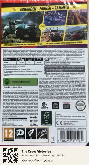 The Crew Motorfest Nintendo Switch 2, Germany box back