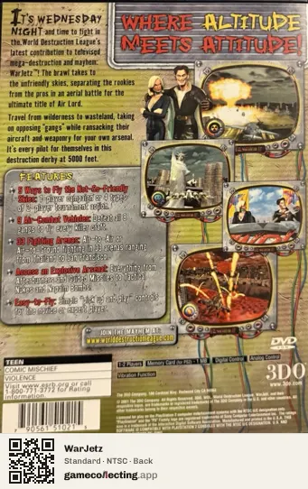 WarJetz PlayStation 2, NTSC box back