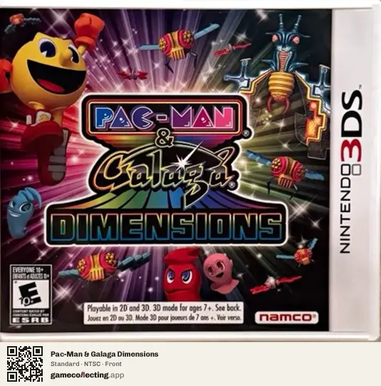 Pac-Man & Galaga Dimensions Nintendo 3DS, NTSC box front