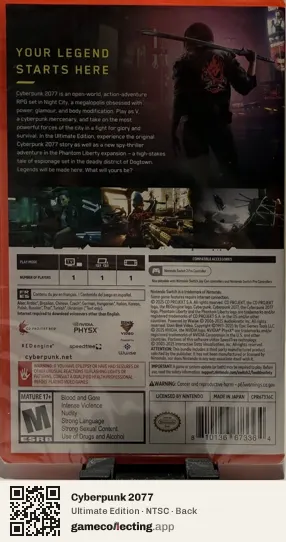 Cyberpunk 2077 Nintendo Switch 2, NTSC box back