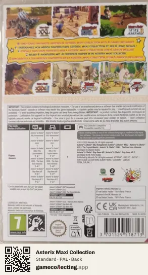 Asterix Maxi Collection Nintendo Switch, PAL box back
