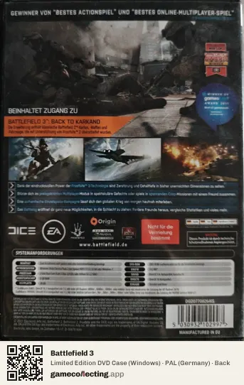 Battlefield 3 Computer, Germany box back