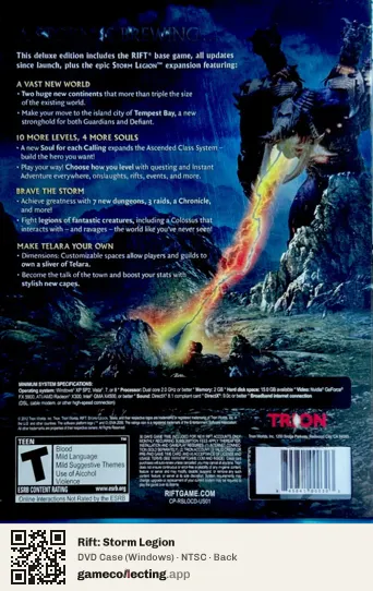 Rift: Storm Legion Computer, NTSC box back