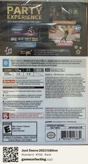 Just Dance 2023 Edition Nintendo Switch, NTSC box back