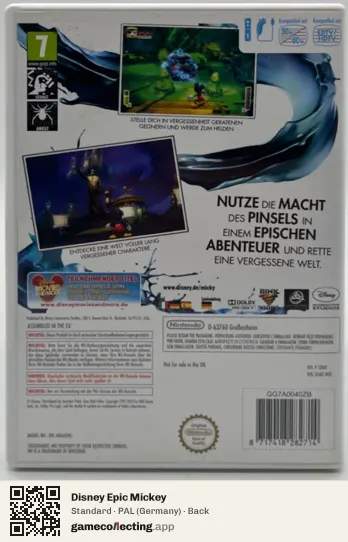 Disney Epic Mickey Nintendo Wii, Germany box back